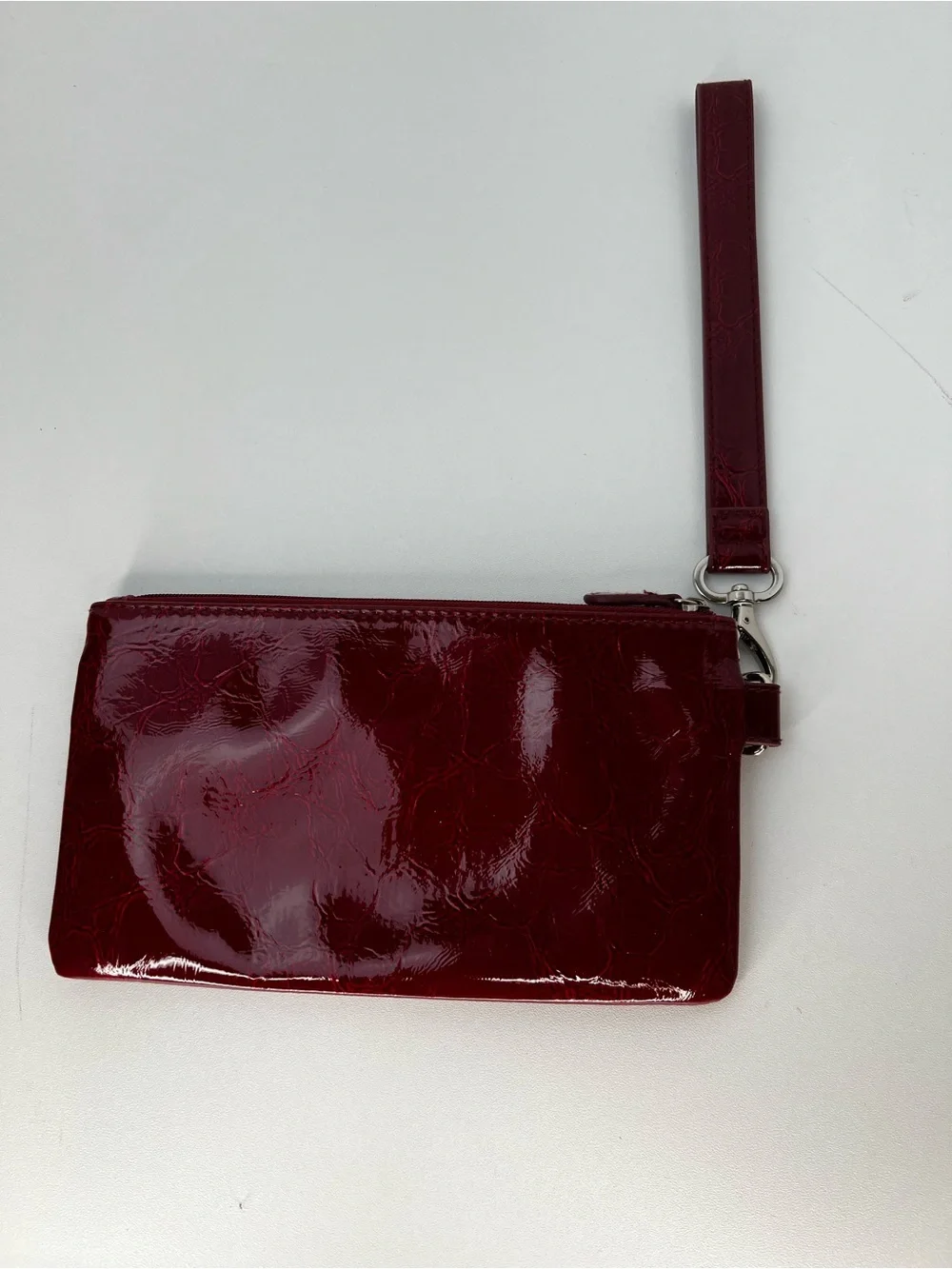 MICHE Red Patent Faux Croc Shell Purse Cover Glossy Belt Accent